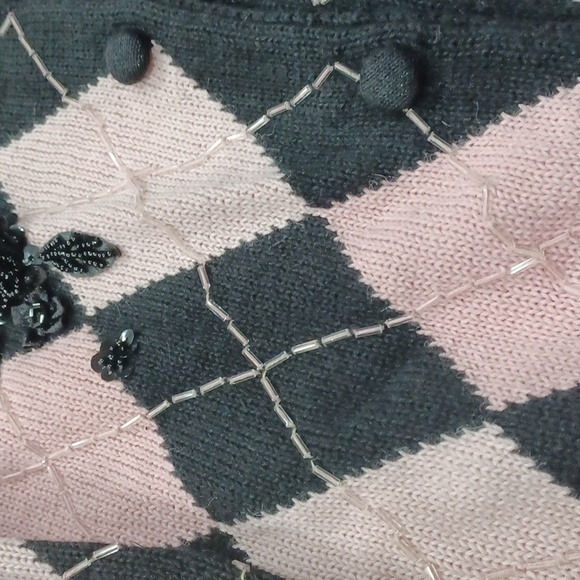 Vintage Victor Costa Occasion Embellished Harlequin Cardigan - Picture 3 of 10